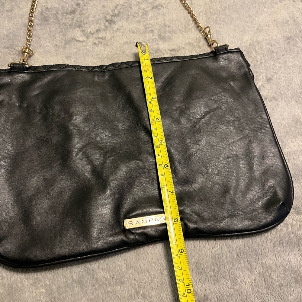 Rampage Black Faux Leather Crossbody Clutch with Gold Chain Strap - Picture 4 of 6